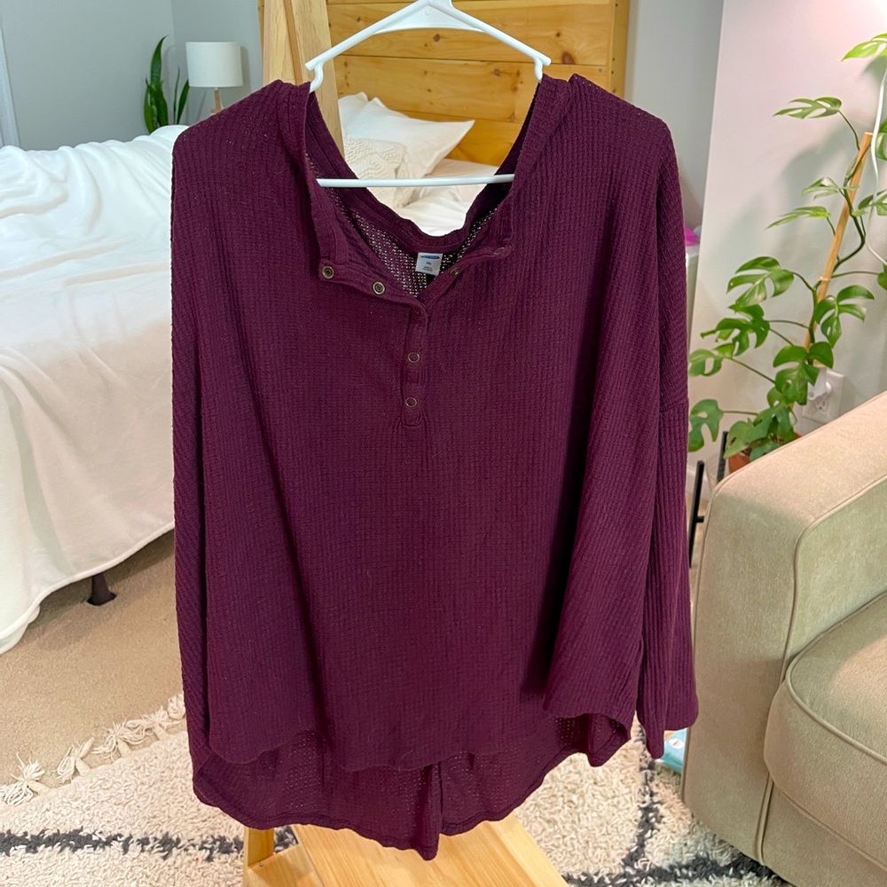 Waffle Knit Henley Tee, Old Navy, size XXL